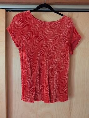 Vintage Talbots Red Velvet Wave Short-Sleeve Top